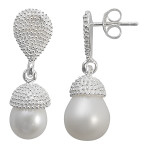 Perle Haselnuss - Silber Perlenohrringe - poliert